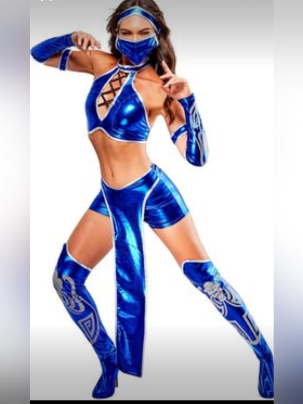 Shimmer Blue Ninja Kids Costume Set with Mask